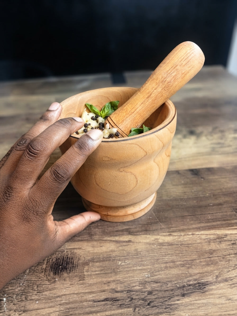 Mortier à épices en bois de platane – Le Geste de l’Artisan